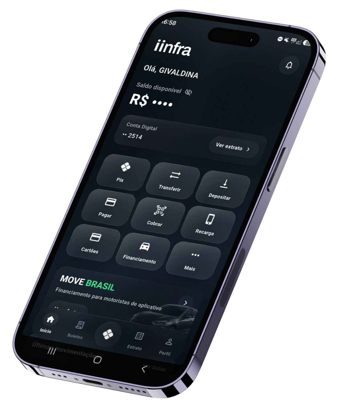 Tela do app IINFRA - Início